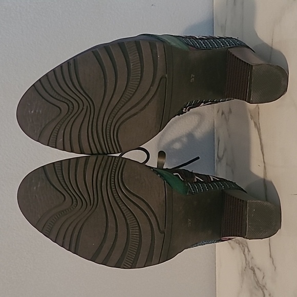 Socofy Leather Tapestry Lace-up Colorful Artsy Ankle Boots Booties EU 37 US 6.5 - Picture 10 of 15